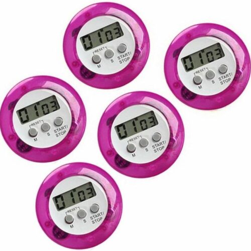 Set van 5 digitale timers, kookwekkers (alarmklok) paars