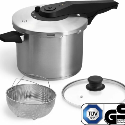 Springlane Roestvrijstalen Snelkookpan - Inductie - Pressure Cooker - 6,0 l met Stoommand