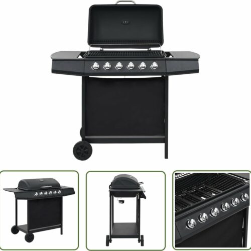 The Living Store Gasbarbecue - 6 kookzones - 112x54x98 cm - Zwart