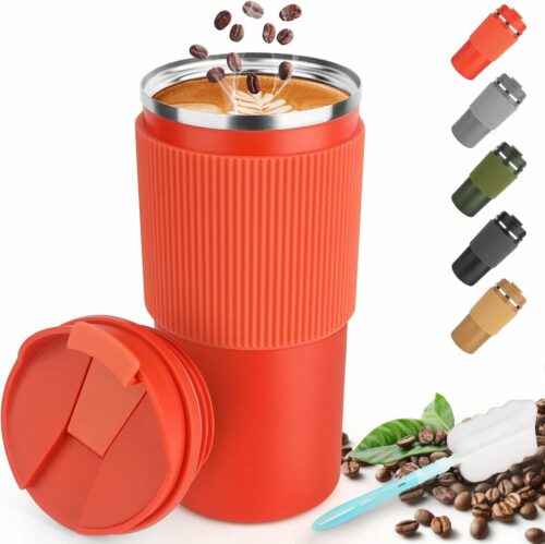Thermosmok, thermosmok, koffiemok to go, 450 ml, lekvrij, reismok met deksel, koffiemok met deksel, koffiemok voor thee, koffie, warm koud water, koffie, reismok