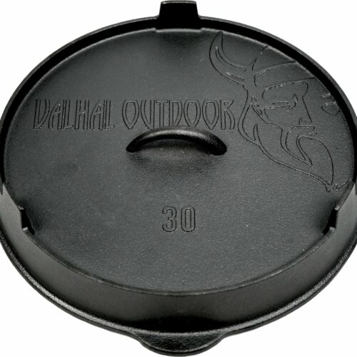 Valhal Outdoor - gietijzeren deksel voor skillet / koekenpan 30cm - kan ook als grillpan gebruikt worden, VH.LID30