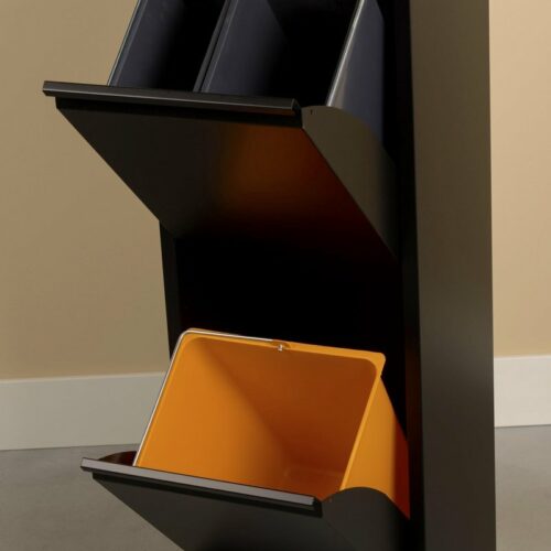 Vuilnisbak - afvalbak - afvalemmer - vuilnisemmer - afvalscheiding met 3 binnenemmers - 33 liter totaal - zwart