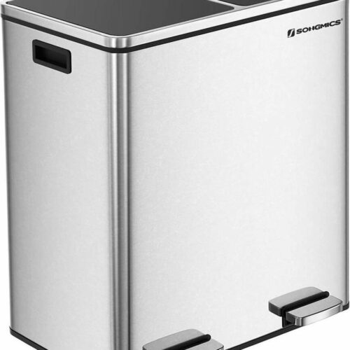 Vuilnisemmer - Afvalemmer met 2 vakken - Prullenbak - 2x30 L - Zwart