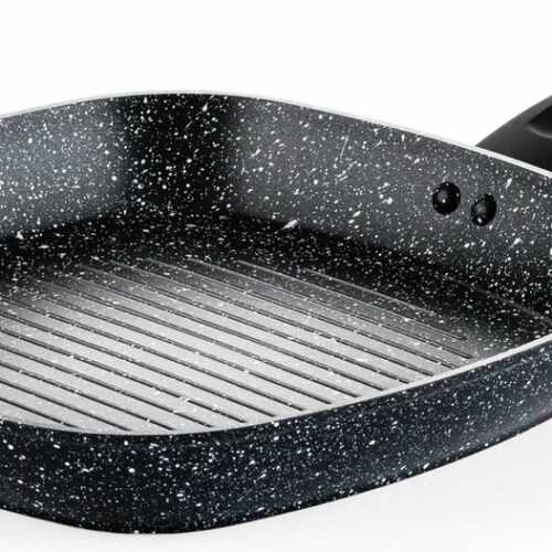Westinghouse Grillpan - ⌀ 28 cm - Zwart Marmer - Geschikt voor alle warmtebronnen inclusief inductie - Steakpan met antiaanbaklaag- Aluminium