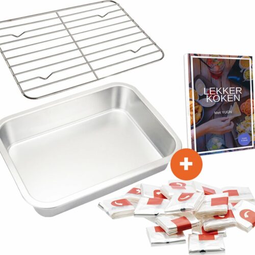 YUGN Braadslede Ovenschaal 40x30x7CM en 20 stuks Braadzakken - 2-in-1 Oven En Magnetron - eBook Toegang - Sinterklaas