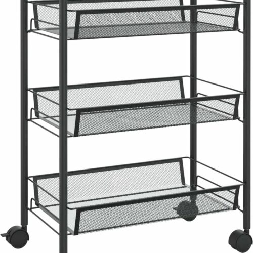 vidaXL Keukentrolley 3-laags zwart ijzer