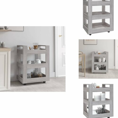 vidaXL Keukentrolley - Keukentrolleys - Keukenkarretje - Keukenkar - Keukentrolley 60x45x80cm bewerkt hout grijs sonoma eikenkleurig