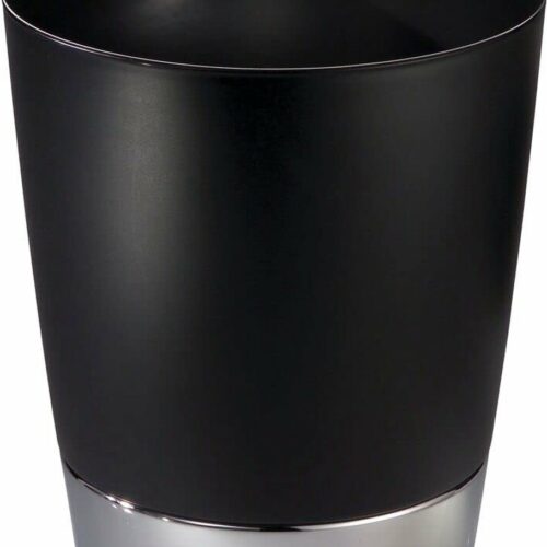 Afvalbak van kunststof - perfect als vuilnisemmer in de keuken, prullenmand op kantoor of afvalemmer in de badkamer - eenvoudige look & modern design - zwart/chroom