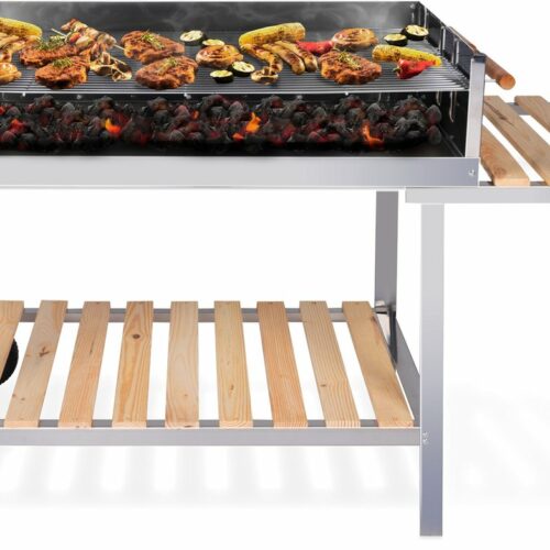 BBQ Collection Houtskool Barbecue - BBQ met Tafel - Buitenkeuken Barbeque in Hoogte Verstelbaar - 98 x 56 x 85 cm