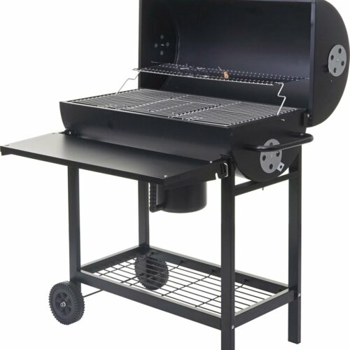Barbecuetrolley MCW-F70, houtskool barbecue staander barbecue tuinbarbecue met dekselplateau, staal 103x93x70cm zwart