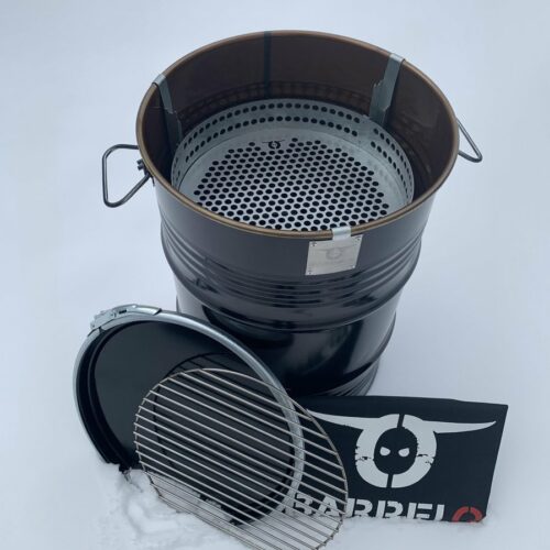 BarrelQ Small Houtskool|Barbecue|BBQ|Vuurkorf|Vuurton|bijzettafel| Olievat 60 Liter zwart| inclusief beschermhoes