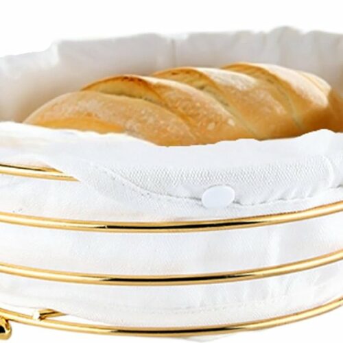 Broodmand Stof Wasbaar Gevoerd Draadbroodmand Broodmand Serveermand voor Brooddeeg voor Ontbijttafel Modern Metaal Groot 30CM Goud Wit
