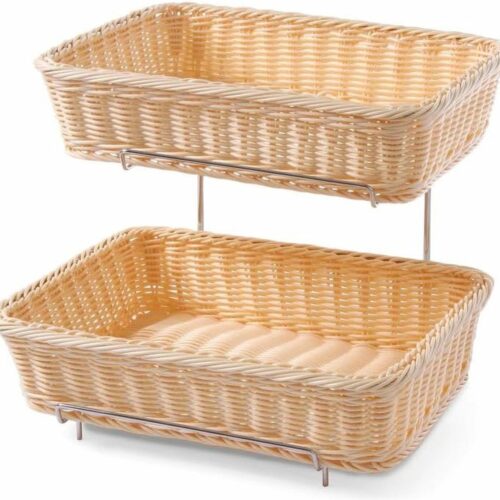 Broodmand-display, set van 2 broodmanden met chroomframe, broodmand, broodmand, GN 1/2, 360 x 280 x (H) 315 mm, polypropyleen