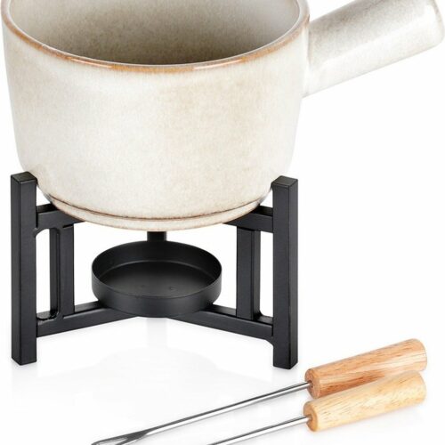 Fondueset Porselein 450 ml, 4 el. - Fonduepan - Kaas Fondue