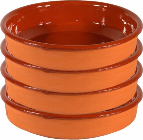 Gerimport Tapas bord/schaal - 4x - Sevilla - 28 cm - aardewerk - oranje - serveerschaal