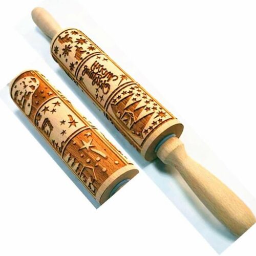 Houten deegroller voor fondant, siliconen deegroller met lijm Siliconen deegroller Sapelehouten deegroller voor fondant, keukenhulp voor het bakken van deeg (houtkleur)