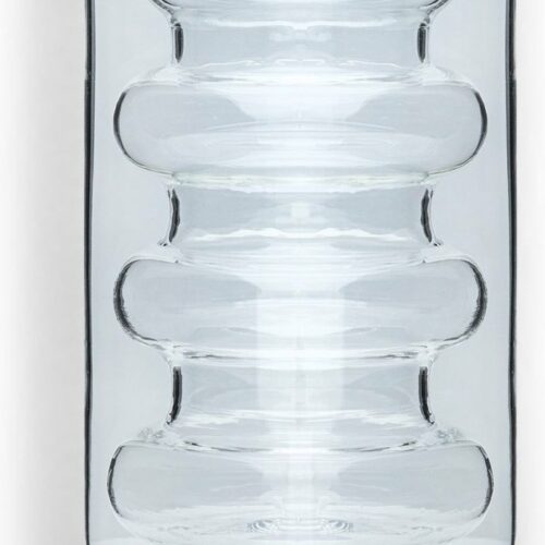 Intirilife dubbelwandig thermoglas - stijl met groeven - 260 ml inhoud - Mondgeblazen geïsoleerd voor latte macchiato, als theeglas of koffieglas met handvat