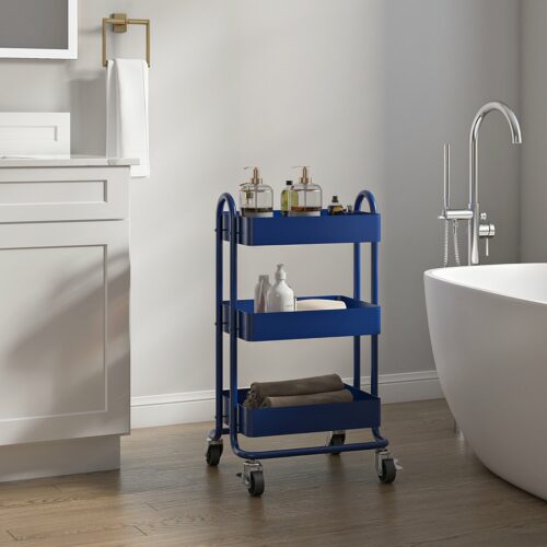 Keukentrolley Pyhäntä met 3 manden 78,5x46x35 cm blauw