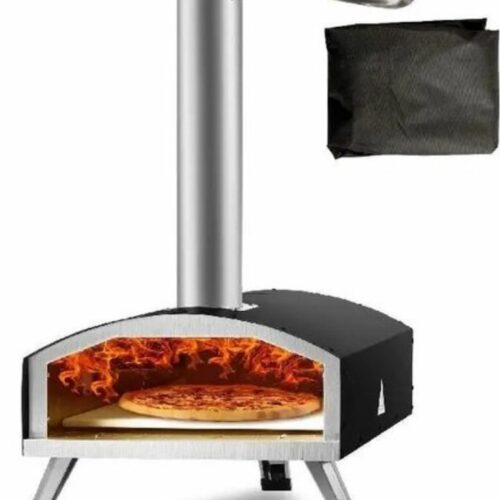 Pizzaoven - Pizza oven voor buiten - houtpellets Gestookt - ⌀ 30 cm - Draagbaar en Opvouwbaar - Tot 500°C - Pizzaschep - Handschoenen - Opbergtas - Pizzasnijder