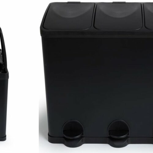 Prullenbak met afvalscheiding, 3x 20 liter, 60 liter, afvalemmer, prullenbak, afvalbak, afvalscheiding prullenbak, prullenbak voor recycling, prullenbak 3 compartimenten, gescheiden afvalbak, prullenbak voor keuken, praktische afvalemmer, keuken afva