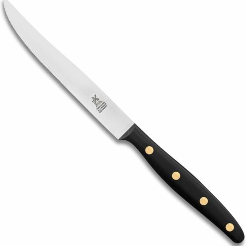 Robert Herder Steakmes - Buckels - RVS - Fijne Kartel - XL Lemmet 12.5 cm - Heft POM Zwart