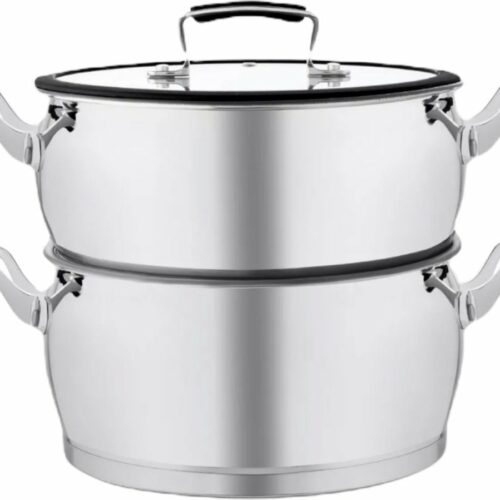 Royal Swiss Stoompan RVS 6L - Couscouspan met Marmeren Coating - Couscous Maker - Duurzame Stoompan met Plat Deksel