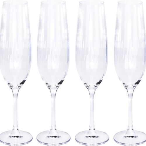 4x Champagneglazen/flutes 26 cl/260 ml van kristalglas - Kristalglazen - Champagneglas