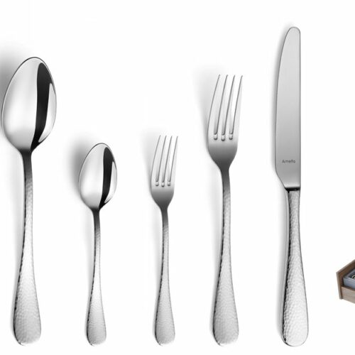 Amefa - SIERRA - Bestekset - 84-delig in luxe houten kist -12 Personen - zilverkleurig