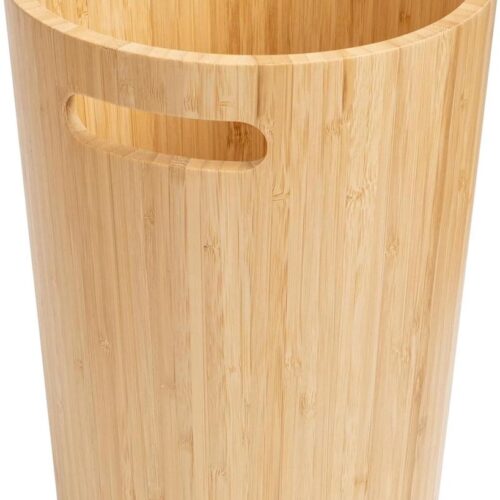 Bamboe prullenbak - stijlvolle afvalemmer voor kantoor en badkamer - 8,5 l - natuur