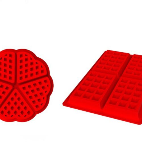 Cookie Mould - Wafelvormen gemaakt - Wafelijzer - Bakvorme - 2 stuks - Siliconen - Bakken - Rood - rond/rechthoek