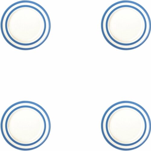 Cornishware Cornishblue gebaksbordjes set van vier 17cm - Side dish - blauw wit gestreepte bordjes - handbeschilderd