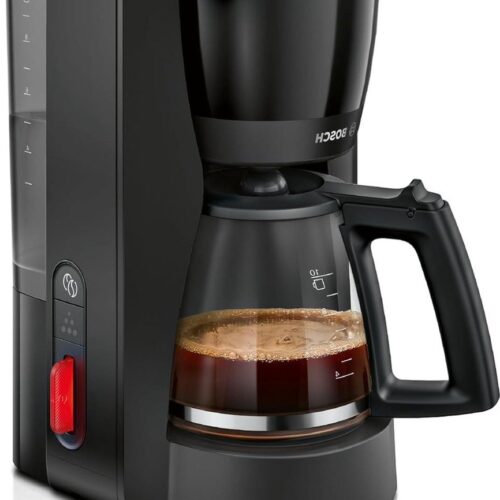 Filterkoffiezetapparaat glazen kan 125 l voor 10-15 kopjes 60 minuten warmhoudfunctie druppelstop draaibare filterdrager ontkalkingsprogramma 1200 watt zwart mat