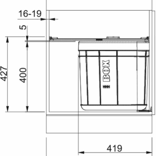Franke Sorter Solo 60 draaibaar afvalsysteem aan deur 40 liter afvalemmer met koolstoffilter 1210307572