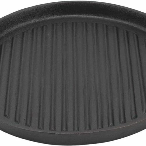 Gietijzeren Bakplaat 2 Cm/08" Hoogte Omkeerbaar Dubbel Handvat Geribbelde Ronde Grillpan Koekenpan Voor Gas-elektrische Kookplaat (28CM)
