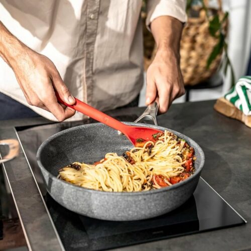 Goodivery ® Hoogwaardige Aluminium Koekenpan met Stijlvolle Steenlook voor Alle Kookplaten en Oven