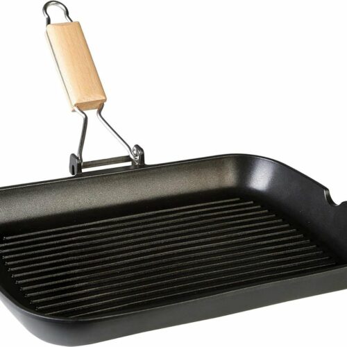 Grillpan voor inductie golvend 34 x 24 cm anti-aanbaklaag - geschikt voor gas en glaskeramiek