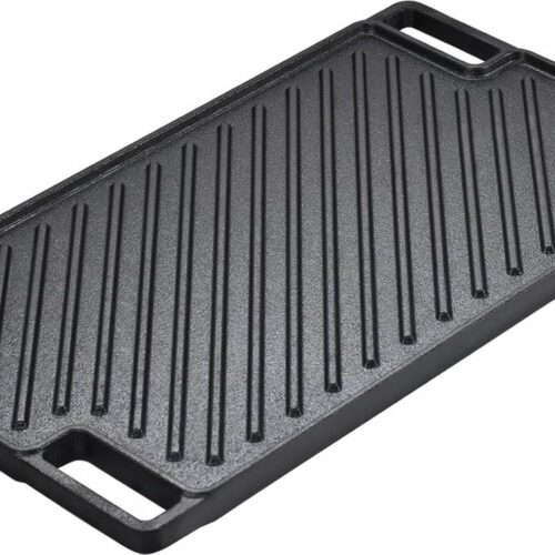 Grillplaat omkeerbaar gietijzer 425 x 246 x 16 cm - Universele plaat voor gasgrill - 413 x 231 mm kookgedeelte