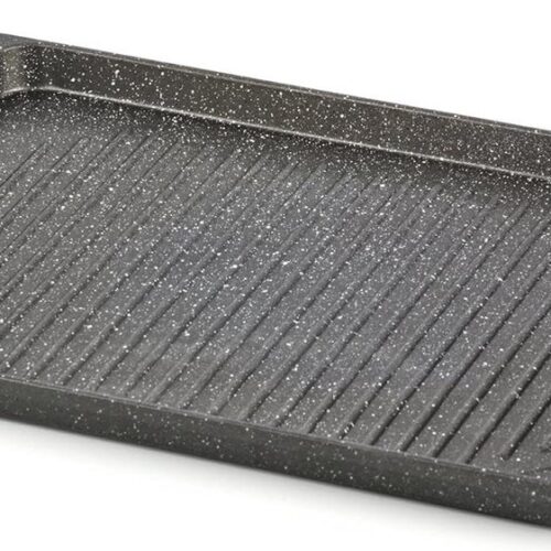 Grillplaat pan - inductie en ovenvast - gegoten aluminium - 42 x 26 x 23 cm - grijs grillplaat inductie