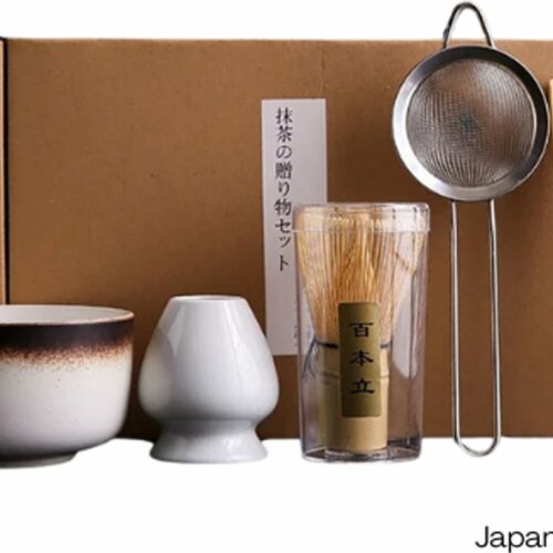 Japandi Living - Matcha set - Klopper - Thee - Whisk - 6 delig - Blender set - Bamboe - Thee - Starterkit - Koffie - Luxe - Wit