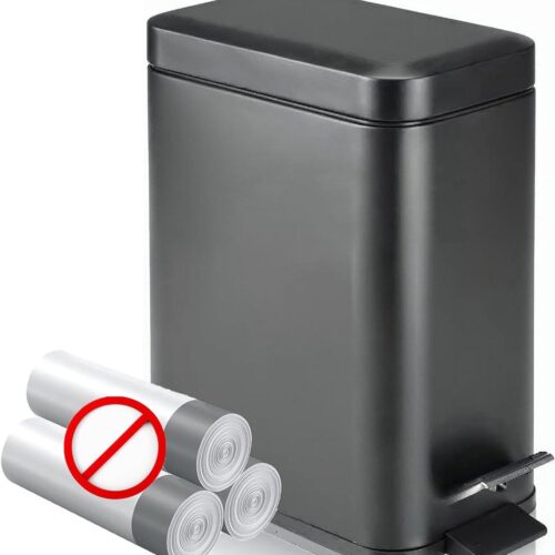 Rechthoekige afvalemmer - 5 liter - zwart mat - zacht sluitend