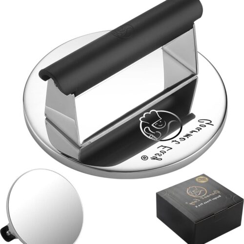Roestvrij staal Smash Burger Press - hamburgersmasher met hittebestendig handvat - vaatwasmachinebestendige grillpers - professionele hamburgerpers bakplaatpers - perfecte vleespers voor platte grillpan stainless steel press