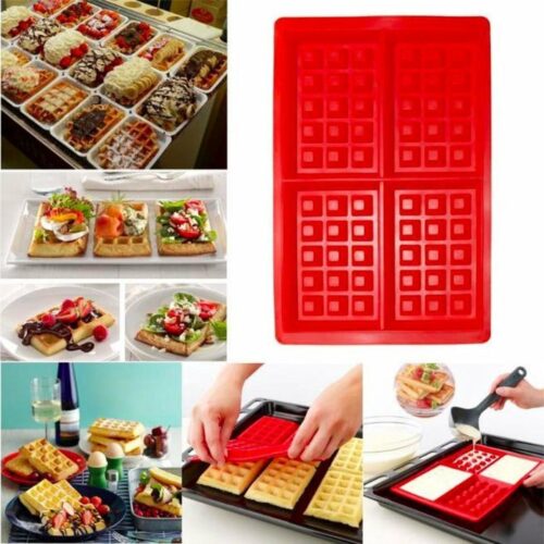 *** Siliconen Wafelvorm - Wafelijzer - Siliconen bakvormWafelijzer - 4 Wafels - Siliconen - Bakvorm in opvallend rood - van Heble® ***