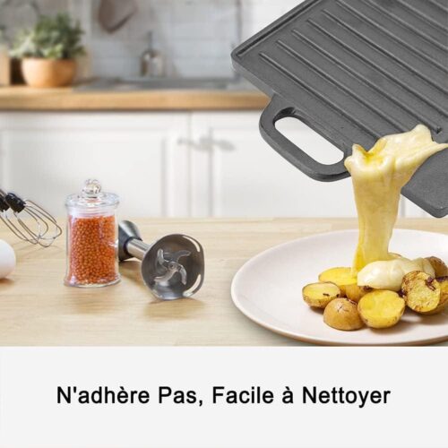 Steen Grillpan - Anti-aanbaklaag - Dubbele Handgreep - Geschikt voor Inductie - 505 × 235 × 14 cm - Zwart Grilplaat