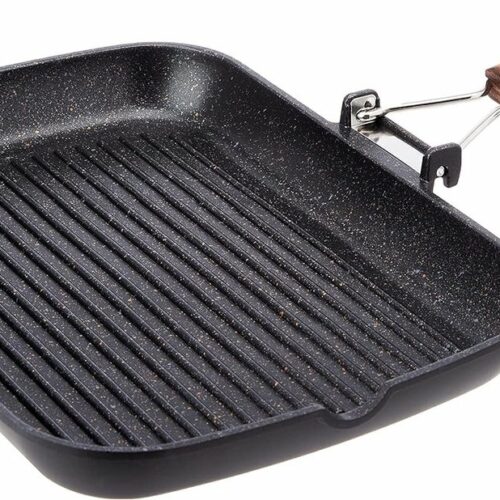 TheLau ® Inductie Geschikte Titanium Grillpan met Milieuvriendelijke Antiaanbaklaag van 34x24 cm voor Alle Warmtebronnen