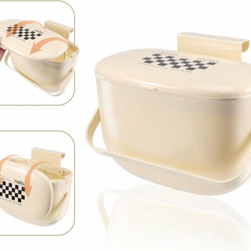 Vuilnisemmer, hangend met deksel, 8 l, kleine afvalemmer, hangende vuilnisemmer keuken