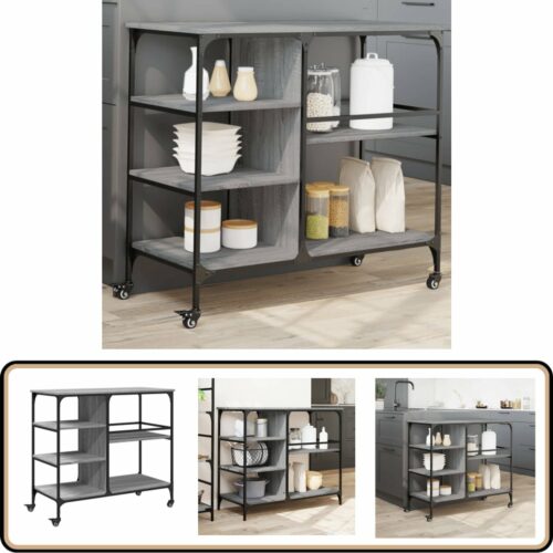 vidaXL Keukentrolley - Grijs Sonoma Eiken - 100x45x89,5 cm Keuken Trolley - Keukenkasten - Opslagoplossing - Houten Trolley - Grijze Keukentafel