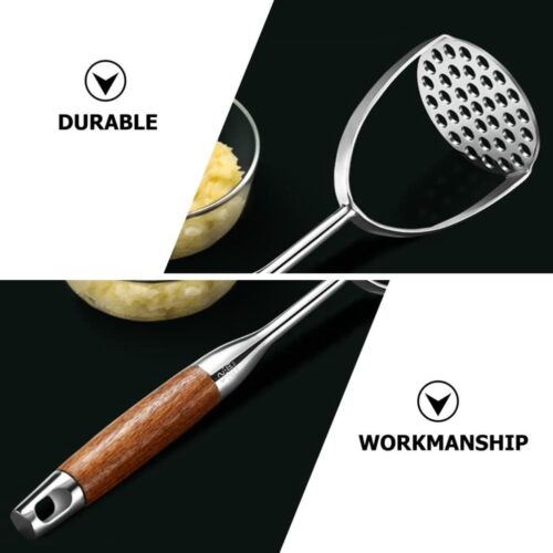 Aardappelstamper van roestvrij staal met houten handvat professioneel keukengereedschap voor bonen avocado-vlees - Robuust