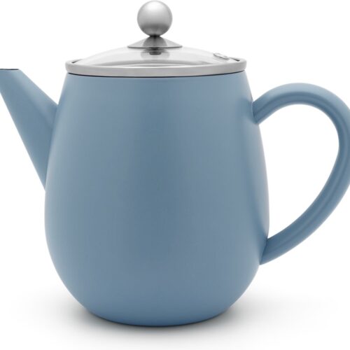 Bredemeijer - Theepot Duet Eva 1,1L blauw met filter - Dubbelwandig - theezeef
