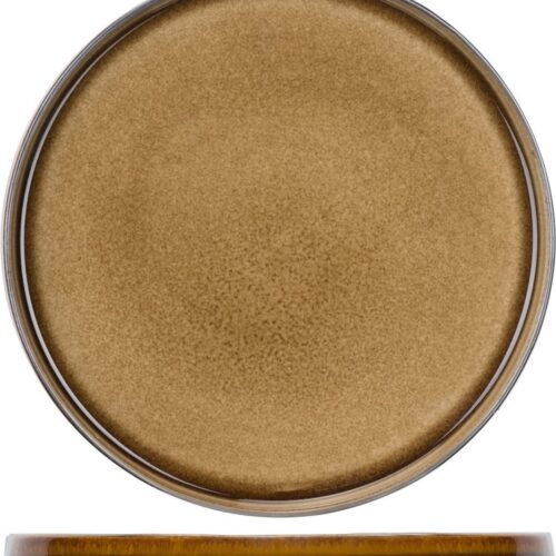 Cosy & Trendy Gebaksbordje Quintana Amber - ⌀ 14 cm - Bevat 1 gebaksbordje - Amberkleurig aardewerk met unieke textuur - Vaatwasser- en Magnetronbestendig