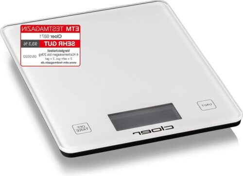 Digitale Keukenweegschaal - Keukenweegschaal 10 kg TARE weegfunctie - Gewichtsweergave - Maateenheden g ml lb oz - glazen oppervlak - LCD-Display wit